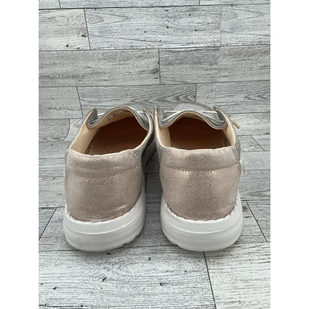 Hey Dude Wendy Metallic Sparkle Shoes‎ Womens Size 7 Rose Gold Glitter Comfort